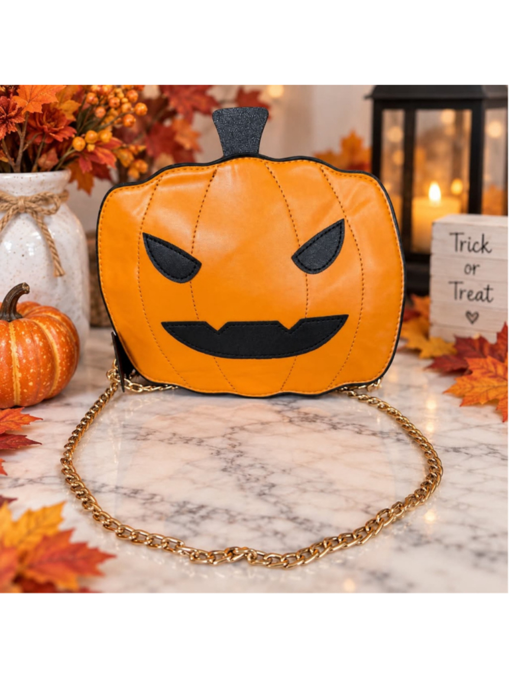 Halloween Jack-O-Lantern Pumpkin Crossbody Bag